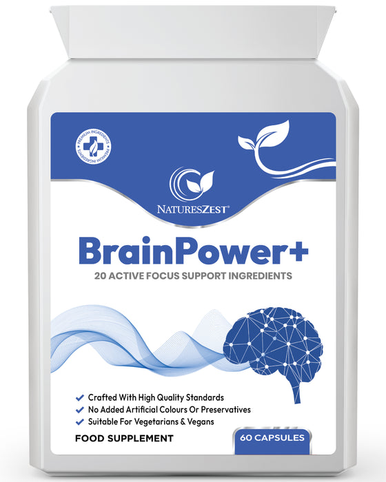 Brain Supplement for Focus, Memory & Mental Clarity Support – BrainPower+ Cognitive Support, 60 Vegan Capsules for Men & Women