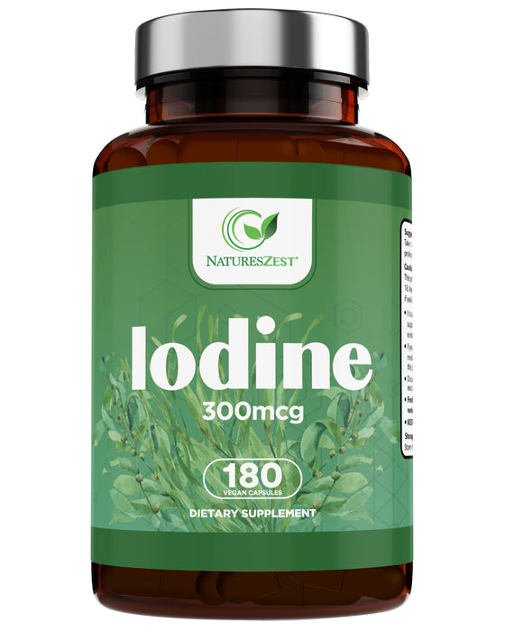 Iodine Supplement for Thyroid Health & Energy Support – High Strength Formula, 180 Vegan Capsules