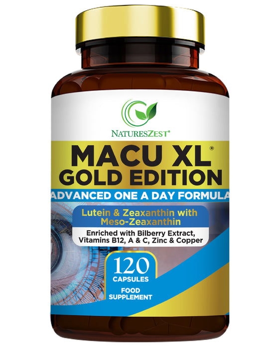 Premium Eye Supplement for Vision & Macular Health – Macu XL Gold Edition with Advanced Nutrient Complex, 120 Vegan Capsules