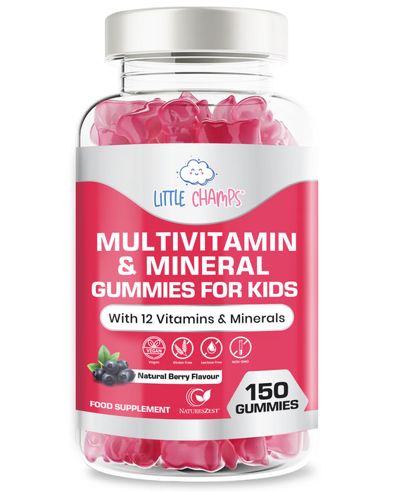 Kids Multivitamin Gummies for Immunity & Energy Support – With 12 Essential Vitamins, Natural Berry Flavour, 150 Gummies