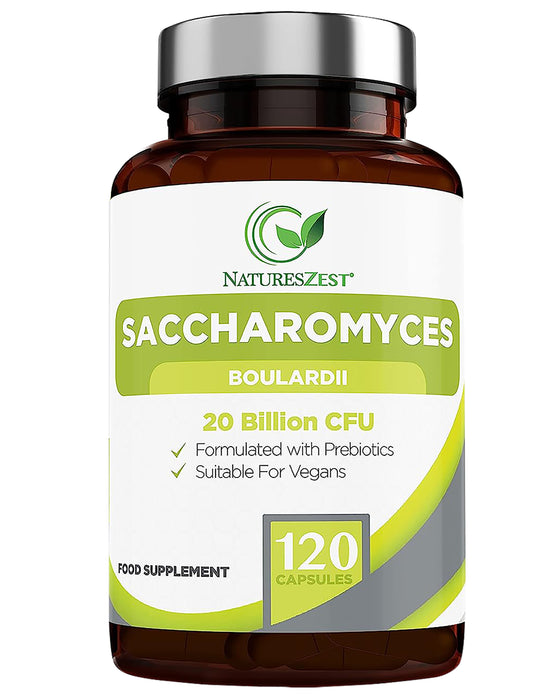 Probiotic for Travel & Post-Antibiotic Support – Saccharomyces Boulardii 20 Billion CFU with Prebiotics, 120 Capsules