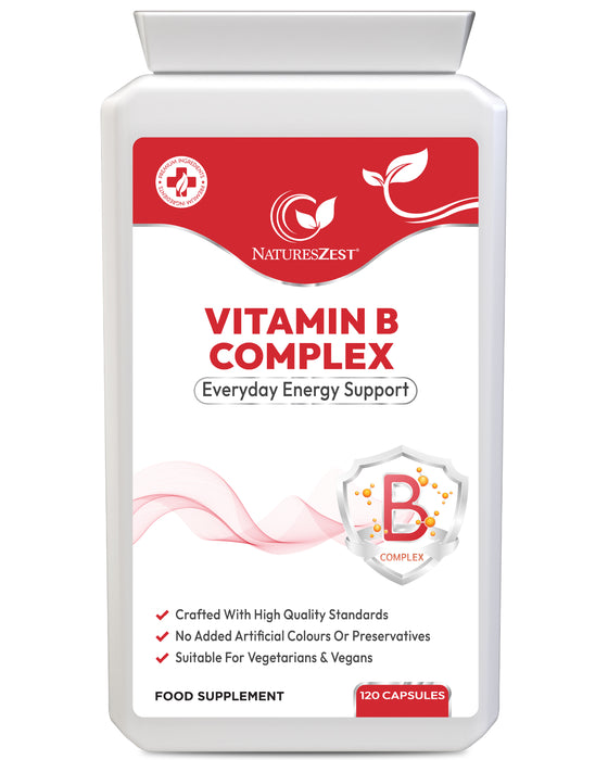 Vitamin B Complex for Energy, Metabolism & Nervous System Support – High Potency B Vitamins with PABA, 120 Vegan Capsules