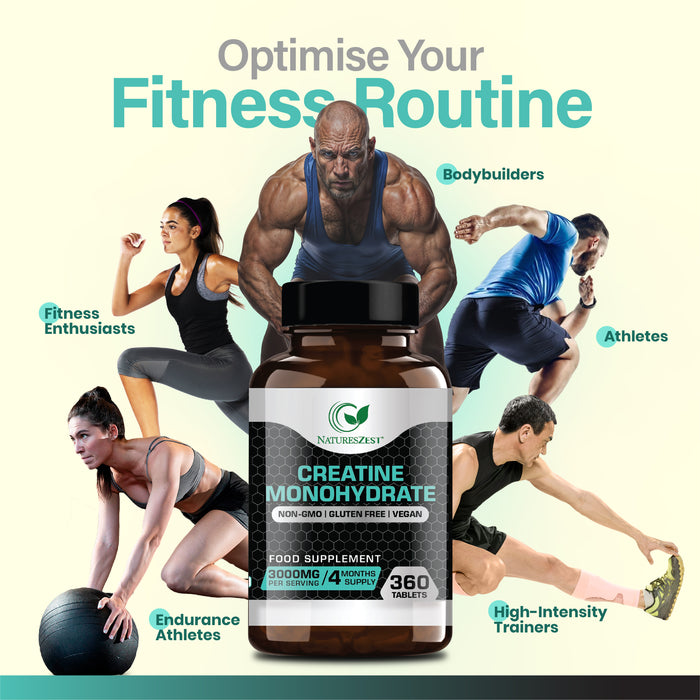Creatine Monohydrate 3000mg – 360 Creatine Tablets, Energy Supplement for Men & Women