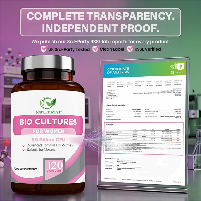 Women's Probiotics 50 Billion CFU With Prebiotics, 4 Months Supply-120 Capsules