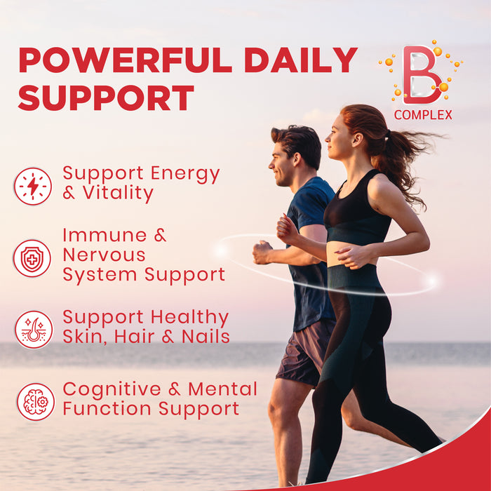 Vitamin B Complex for Energy, Metabolism & Nervous System Support – High Potency B Vitamins with PABA, 120 Vegan Capsules