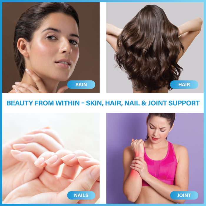 Collagen Capsules for Skin, Hair & Nail Health – Collagen MAX+ with Hyaluronic Acid, Seaweed, Vitamins C & E, Biotin, 60 Capsules