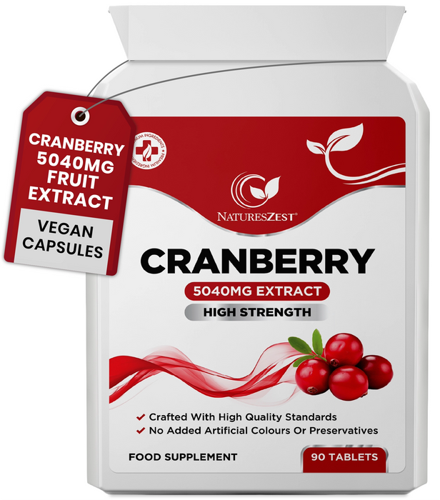 Cranberry Supplement for Urinary Tract & Bladder Support – High Strength Fruit Extract 5040mg, 90 Vegan Tablets
