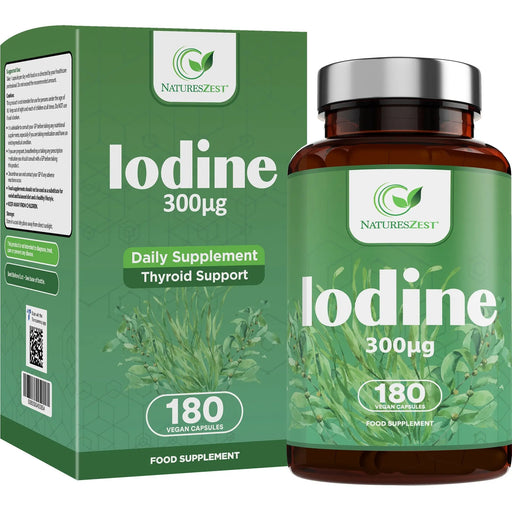 High Strength Iodine Supplement to Help Support Normal Thyroid Function - 180 Vegan Capsules Natures Zest