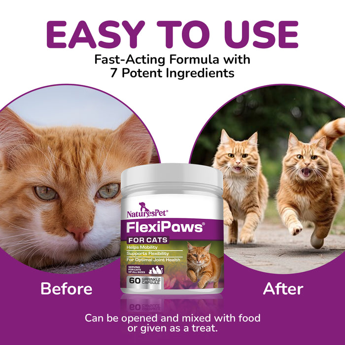 FlexiPaws for Cats - Advanced Joint Care Supplement for Cats – 60 Sprinkle Capsules