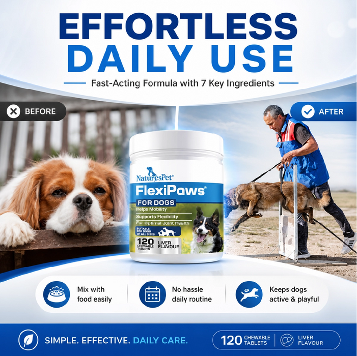 Dog Joint Support Supplement for Mobility & Flexibility Support – FlexiPaws Advanced 120 Chewable Tablets