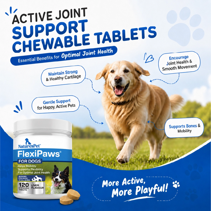 Dog Joint Support Supplement for Mobility & Flexibility Support – FlexiPaws Advanced 120 Chewable Tablets