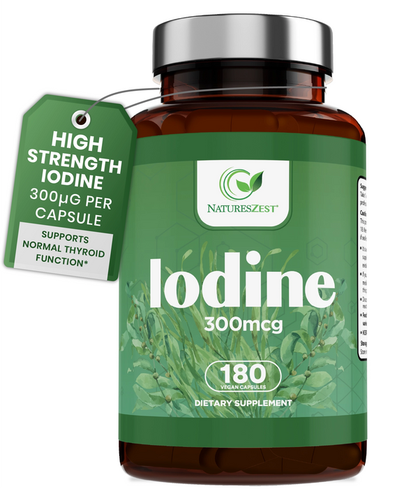 Iodine Supplement for Thyroid Health & Energy Support – High Strength Formula, 180 Vegan Capsules