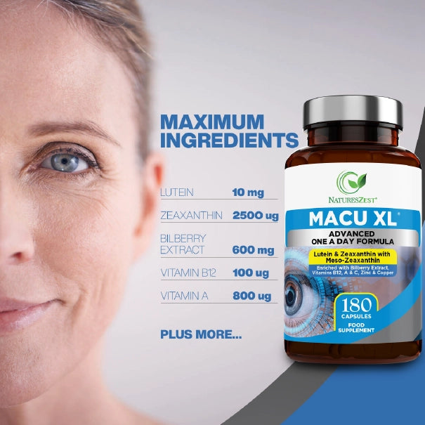 Eye Supplement for Vision & Macular Health – Macu XL with Lutein & Zeaxanthin for Eye Support