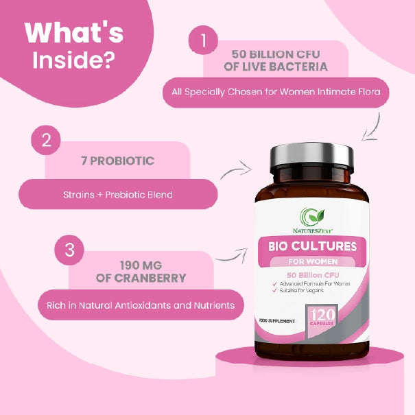 Women's Probiotics 50 Billion CFU With Prebiotics, 4 Months Supply-120 Capsules