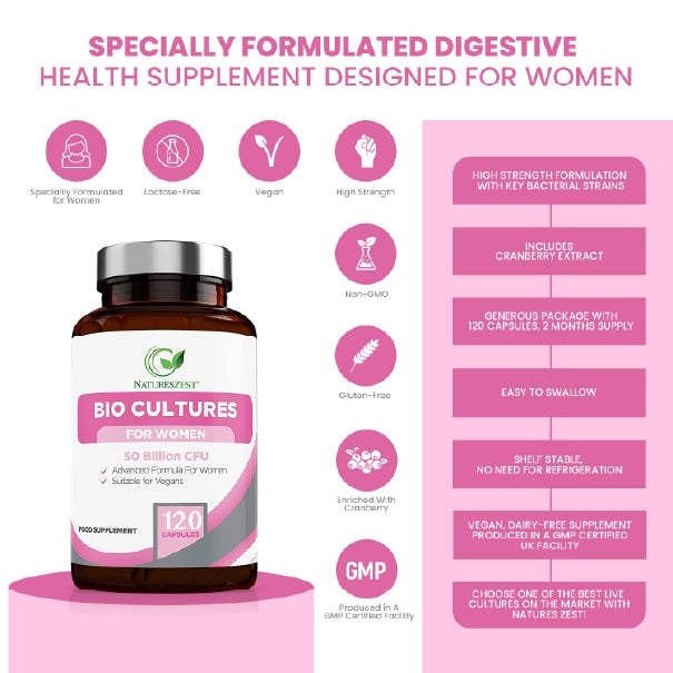 Women's Probiotics 50 Billion CFU With Prebiotics, 4 Months Supply-120 Capsules