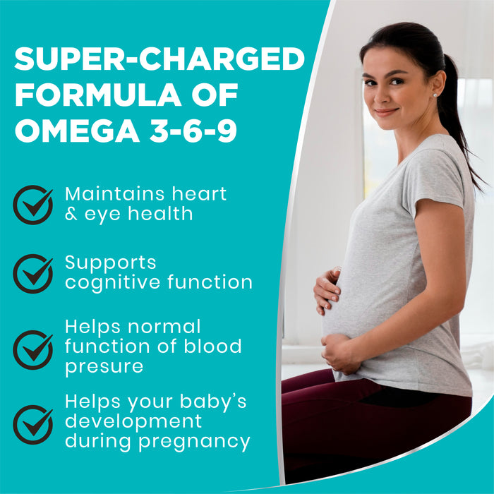 Omega 3-6-9 for Heart, Brain & Vision Support – High Strength 3000mg Softgels with EPA & DHA – Fish, Flaxseed & Sunflower Oils