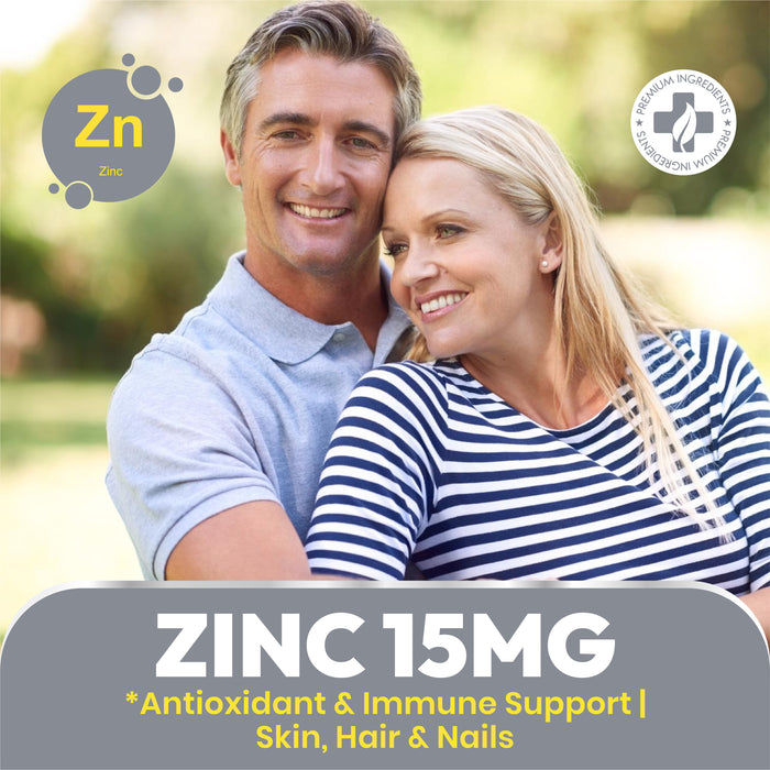 Zinc Supplement for Immunity, Skin & Cognitive Health Support – Highly Absorbable Zinc Citrate 15mg, 120 Vegan Capsules for Hair, Skin, Nails & Bones