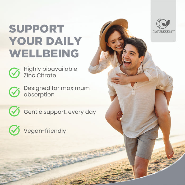 Zinc Supplement for Immunity, Skin & Cognitive Health Support – Highly Absorbable Zinc Citrate 15mg, 120 Vegan Capsules for Hair, Skin, Nails & Bones