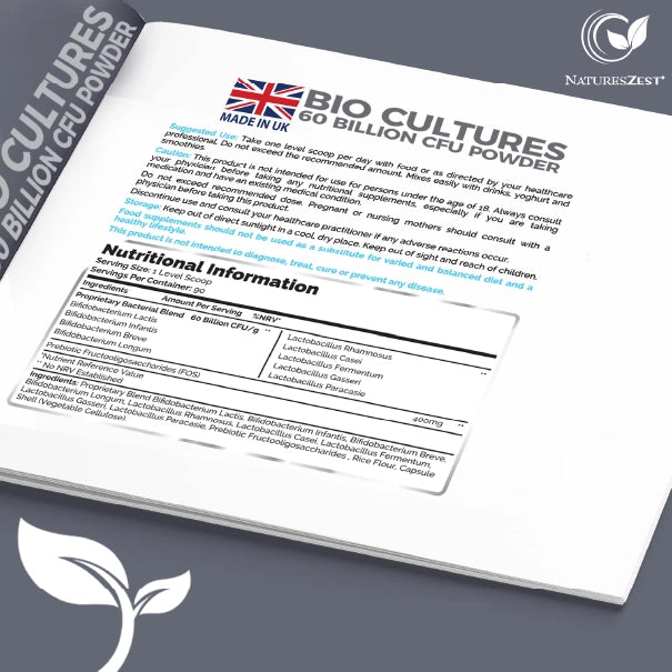 Probiotic Powder for Gut, Digestive & Immune Support – 9-in-1 Bio Cultures Complex, High Strength 60 Billion CFU