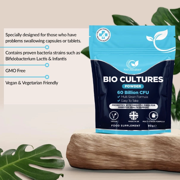 Probiotic Powder for Gut, Digestive & Immune Support – 9-in-1 Bio Cultures Complex, High Strength 60 Billion CFU