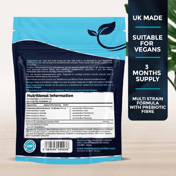 Probiotic Powder for Gut, Digestive & Immune Support – 9-in-1 Bio Cultures Complex, High Strength 60 Billion CFU