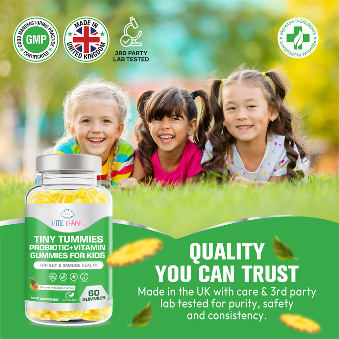 Probiotic & Vitamin Gummies for Kids, Tiny Tummies Supports Immune System, Mental Performance, Energy & Digestive Health
