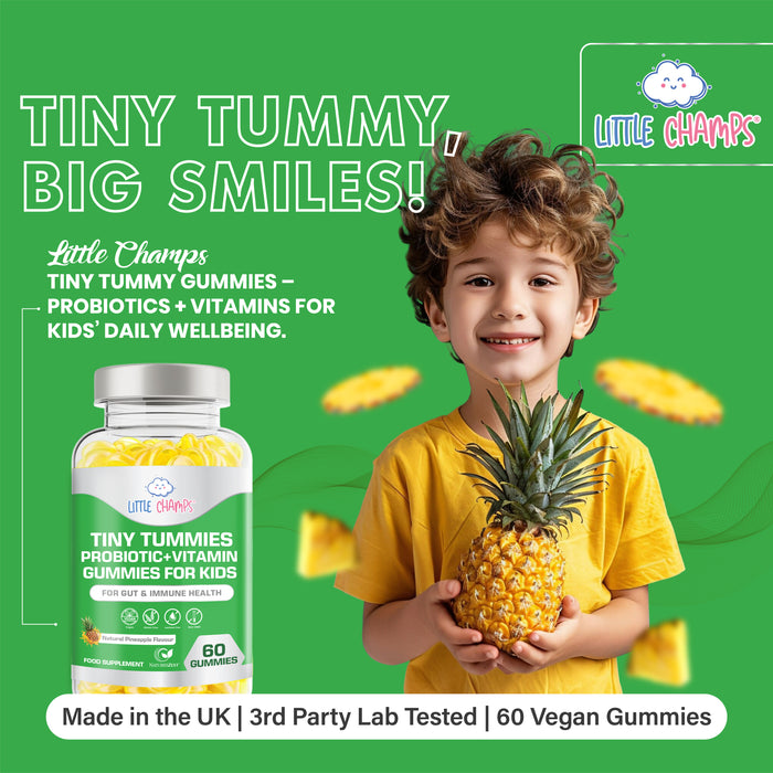 Probiotic & Vitamin Gummies for Kids, Tiny Tummies Supports Immune System, Mental Performance, Energy & Digestive Health
