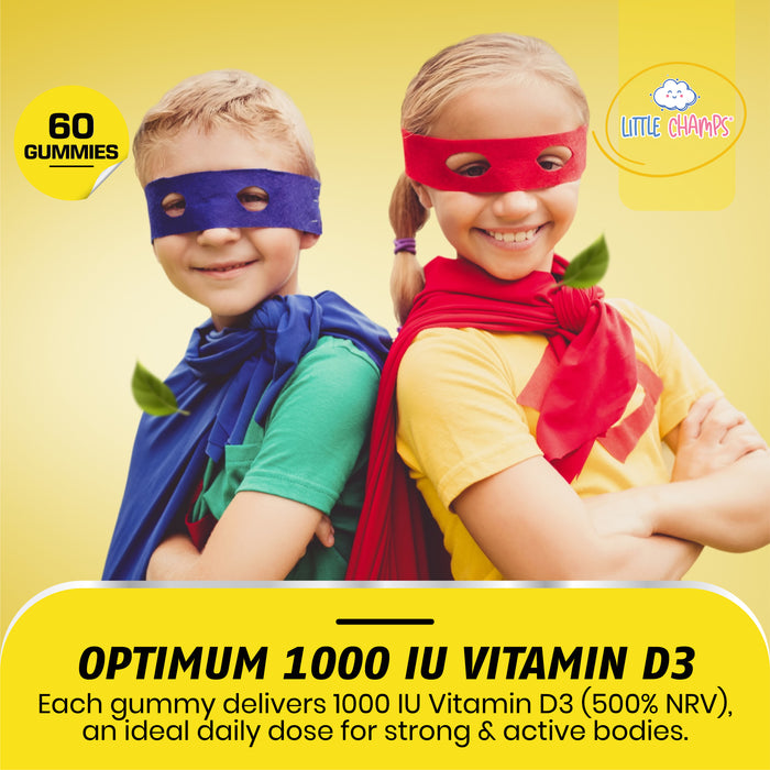 Vitamin D3 1000IU Gummies for Children Bone, Muscle & Immune Support – 60 Natural Lemon Flavour Gummies