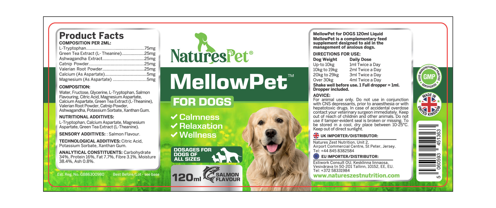 Dog Calming Drops for Stress & Anxiety Relief Support – MellowPet Advanced 120ml Liquid for Relaxation & Behaviour Support