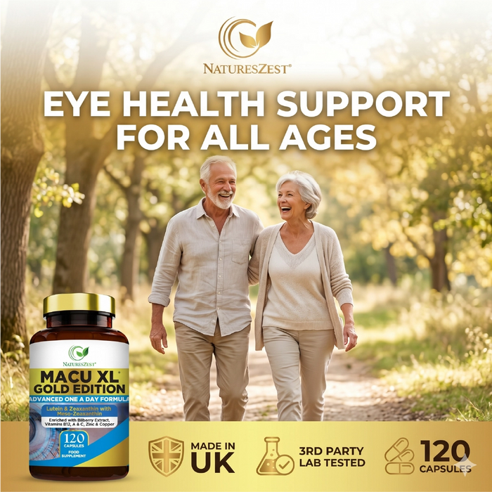 Premium Eye Supplement for Vision & Macular Health – Macu XL Gold Edition with Advanced Nutrient Complex, 120 Vegan Capsules