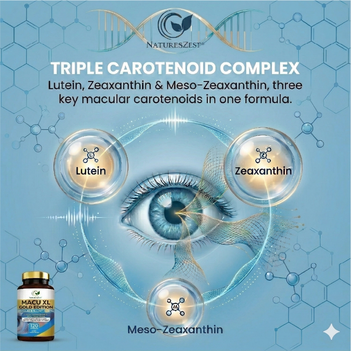 Premium Eye Supplement for Vision & Macular Health – Macu XL Gold Edition with Advanced Nutrient Complex, 120 Vegan Capsules