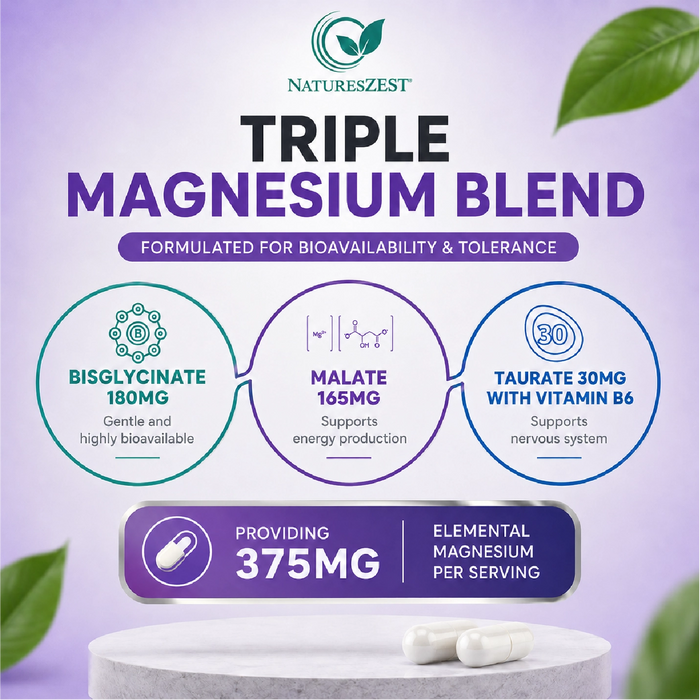 Magnesium Complex for Energy, Sleep & Muscle Support – Glycinate, Malate & Taurate with Vitamin B6, 120 Vegan Capsules