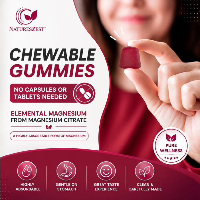 Magnesium Gummies for Sleep,Relaxation & Immunity Support – Natural Berry Flavour, 120 Vegan Gummies for Kids & Adults