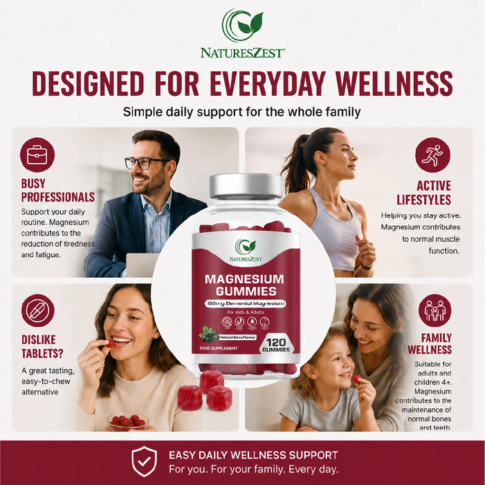 Magnesium Gummies for Sleep,Relaxation & Immunity Support – Natural Berry Flavour, 120 Vegan Gummies for Kids & Adults