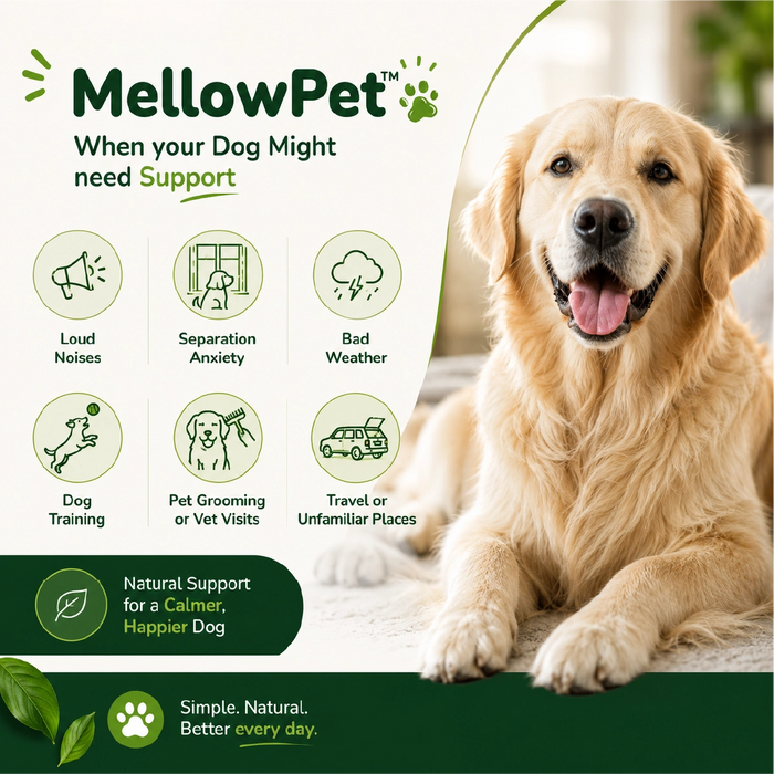 Dog Calming Drops for Stress & Anxiety Relief Support – MellowPet Advanced 120ml Liquid for Relaxation & Behaviour Support