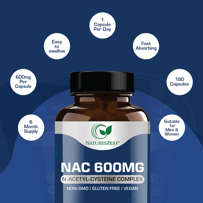 NAC N-Acetyl-Cysteine 600mg - High Strength NAC Supplement