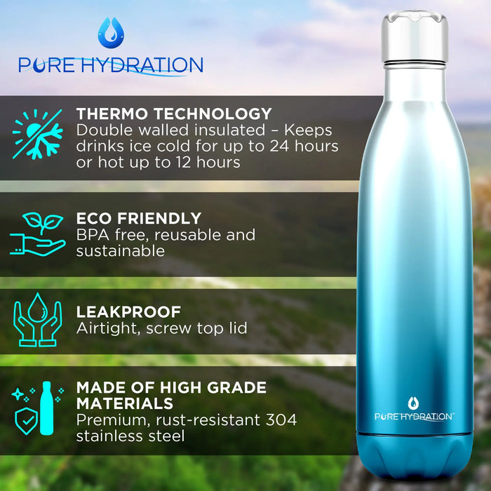 Stainless Steel Water Bottle 12 Hours Hot Water & 24 Hours Cold Water - 500ml Pure Hydration