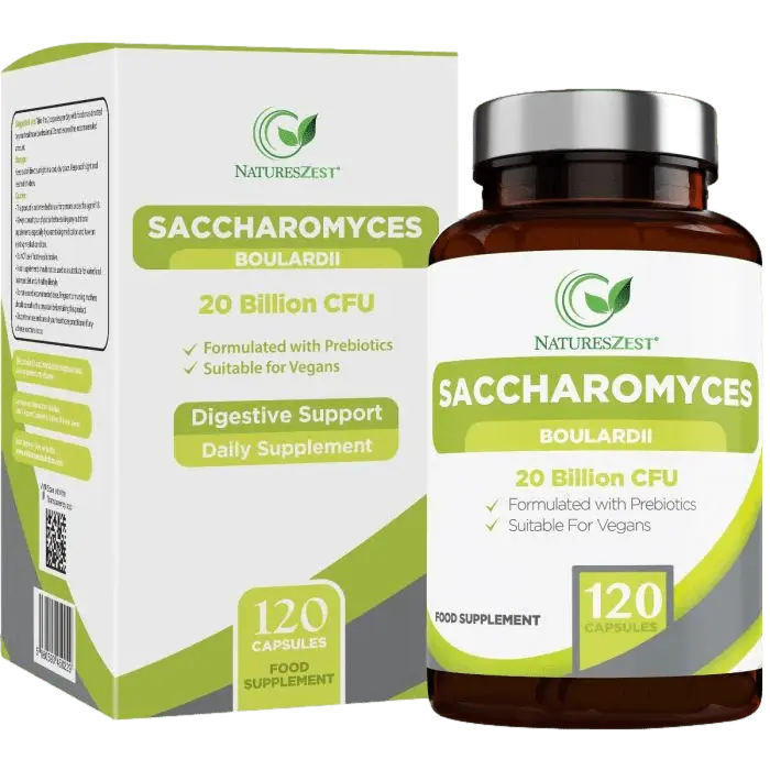 High Strength Saccharomyces Boulardii 20 Billion CFU With Prebiotics 120 Capsules Natures Zest