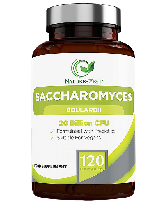 Probiotic for Travel & Post-Antibiotic Support – Saccharomyces Boulardii 20 Billion CFU with Prebiotics, 120 Capsules