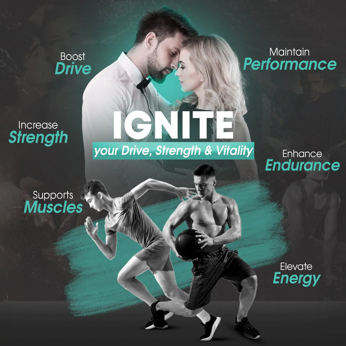 Testo Ignite Muscle Booster Supplement For Men - 180 Caps - Gym Supplements For Men Natures Zest