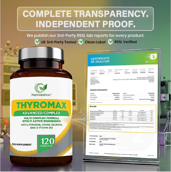 Thyroid Support Supplement for Energy, Metabolism & Normal Hormone Production – 120 Vegan Capsules for Women & Men