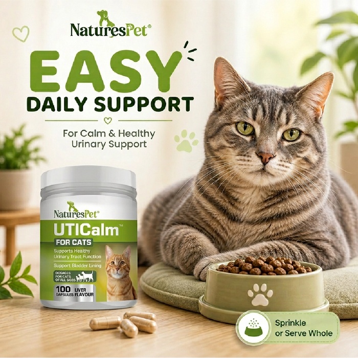 Cat UTI & Bladder Support Supplement – UTICalm Advanced 100 Liver Flavoured Sprinkle Capsules for Urinary Tract Health