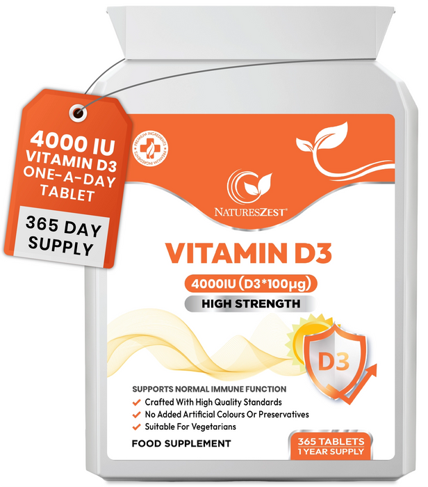 Vitamin D3 4000 IU for Bones, Muscles & Immune Support – High Strength, 1-Year Supply for Teeth & Calcium Absorption 365 Tablets