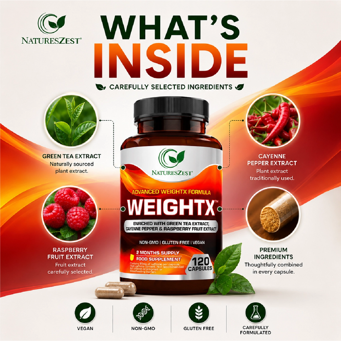 WeightX Advanced Formula – Supplement for Metabolic Support & Nutrient Balance with Green Tea & Chromium, 120 Capsules for Women & Men