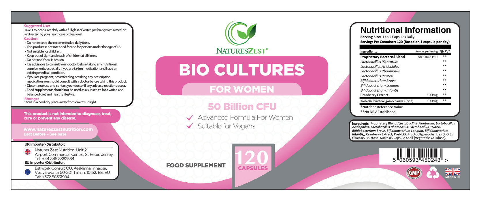 Women’s Probiotics for UTI, Gut & Digestive Support – 50 Billion CFU with Prebiotics, 4 Months’ Supply for Immune Support