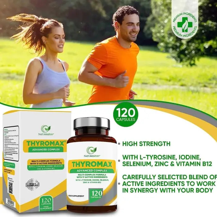 Thyroid Support Supplement for Women & Men - 120 Vegan Capsules Natures Zest