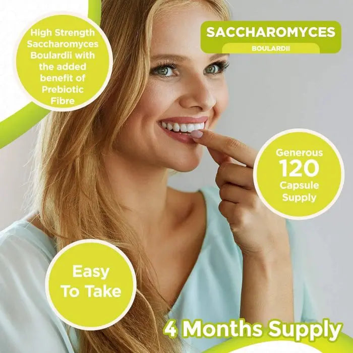 High Strength Saccharomyces Boulardii 20 Billion CFU With Prebiotics 120 Capsules Natures Zest