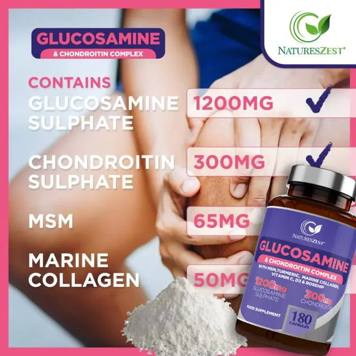 Glucosamine and Chondroitin Complex With MSM 180 Max Strength Capsules Natures Zest